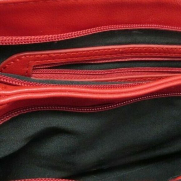 FIORELLI DOUBLE COMPARTMENT LARGE RED WOMEN'S 13" x 8" HANDBAG DOUBLE HANDLES - Picture 6 of 7